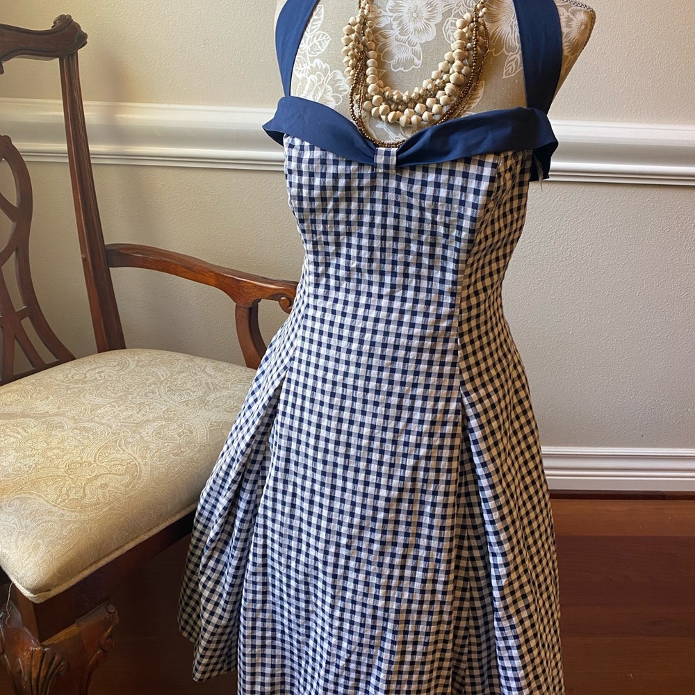 Blue & White plaid halter dress. European size 44